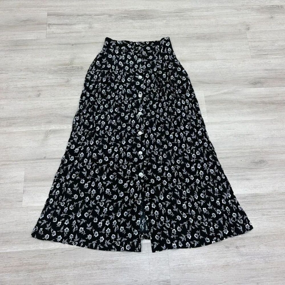 Vintage Talbots Floral Button Front MIDI Skirt Size 4 Cottagecore Fairycore